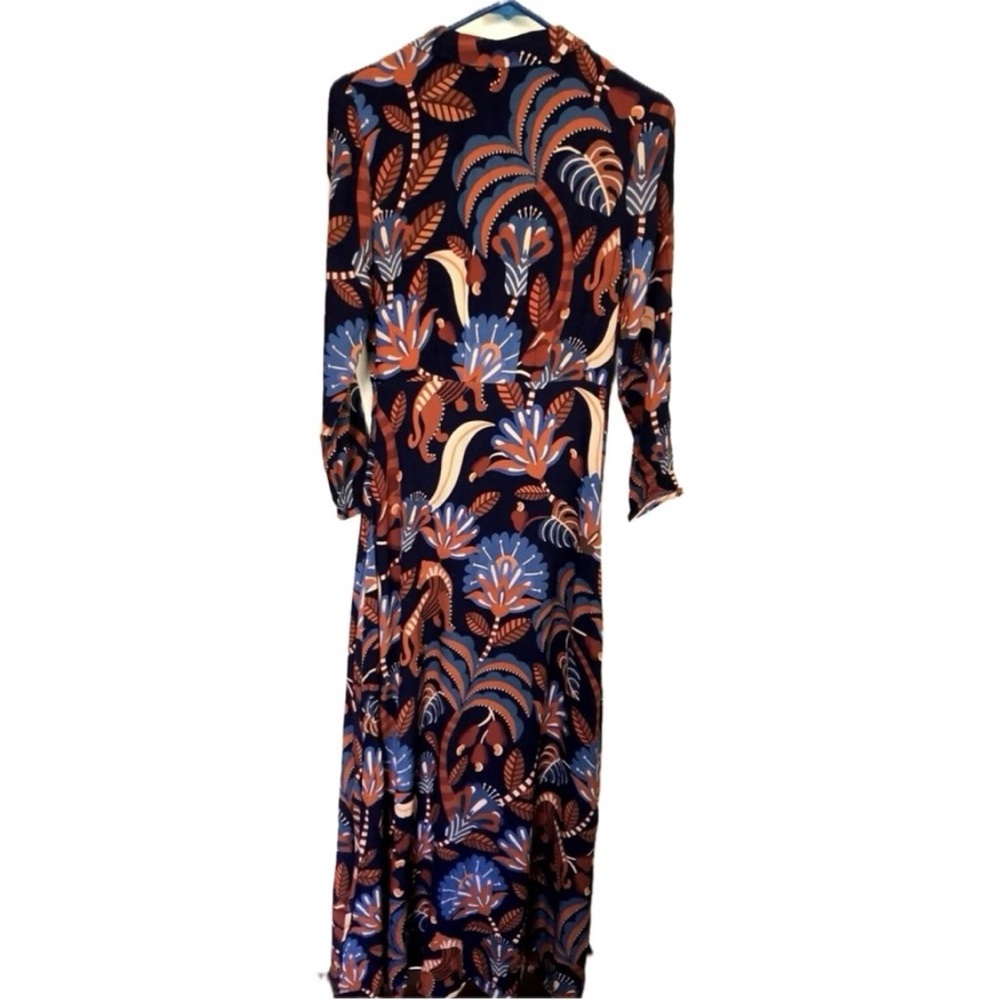 NWT Farm Rio Nature Beauty Blue Long Sleeve Maxi Dress Boho Fall - Picture 4 of 9